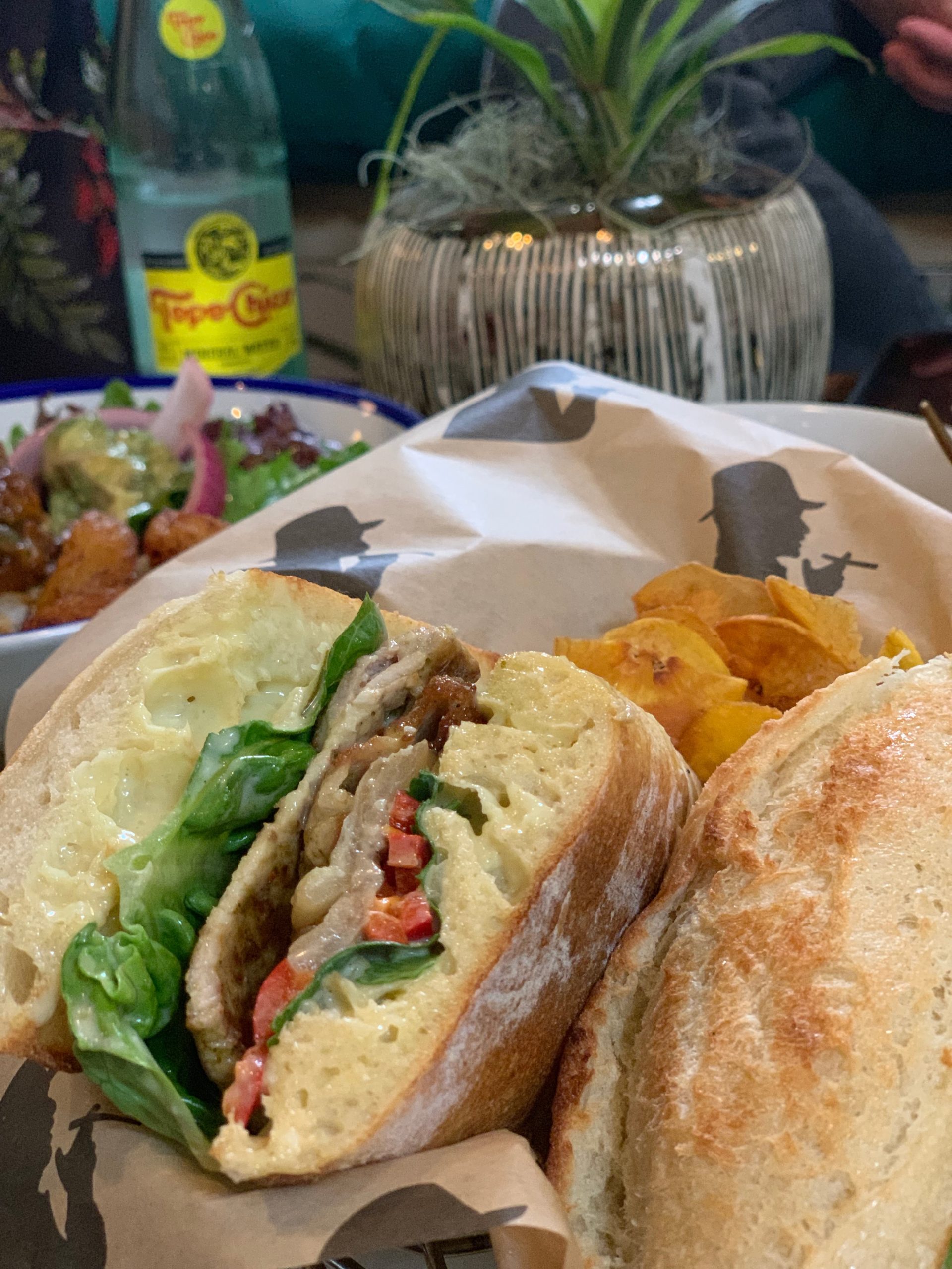 sandwich and topo chico from Cubaneo on State Street in Santa Barbara