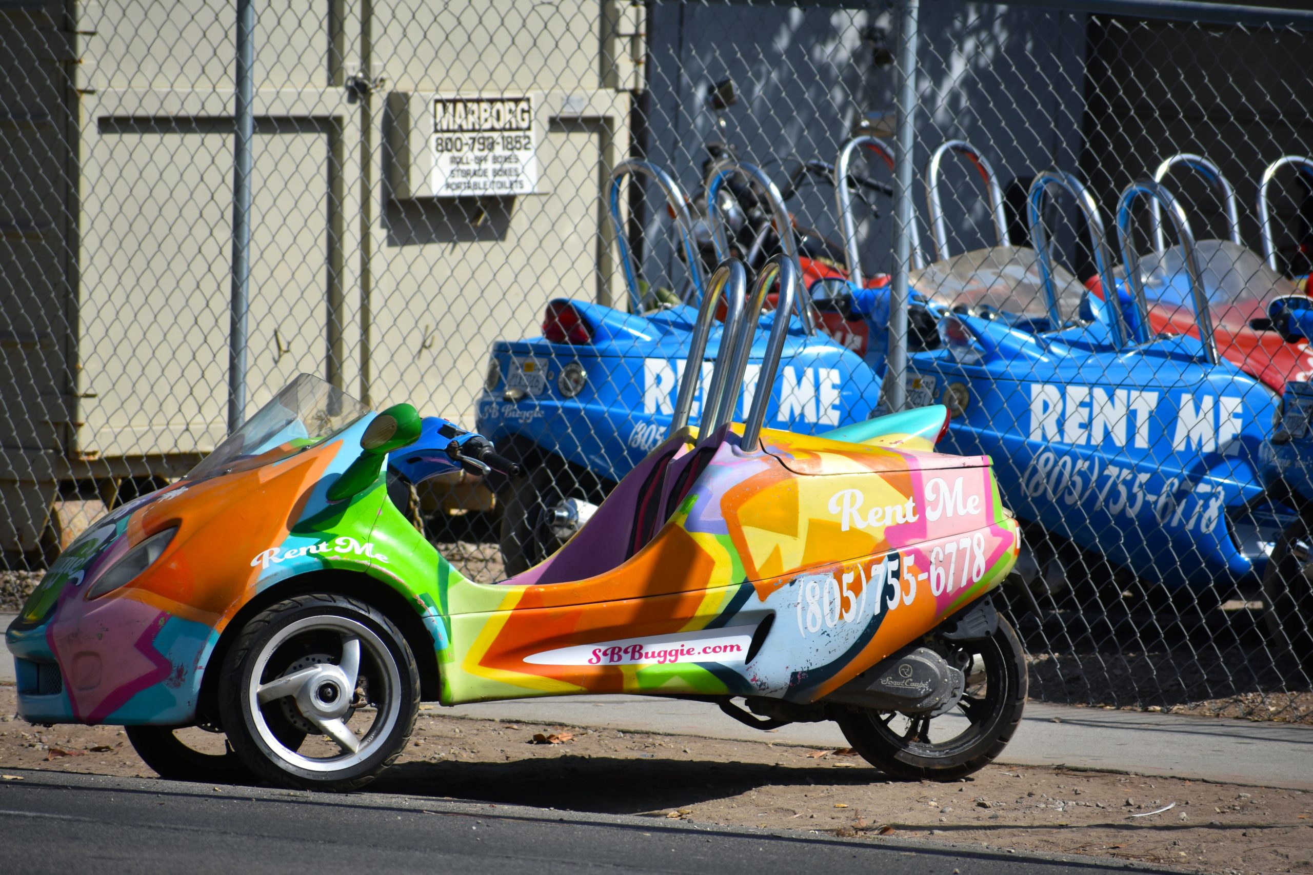 Buggie rental parked on Yanonali Street in The Funk Zone