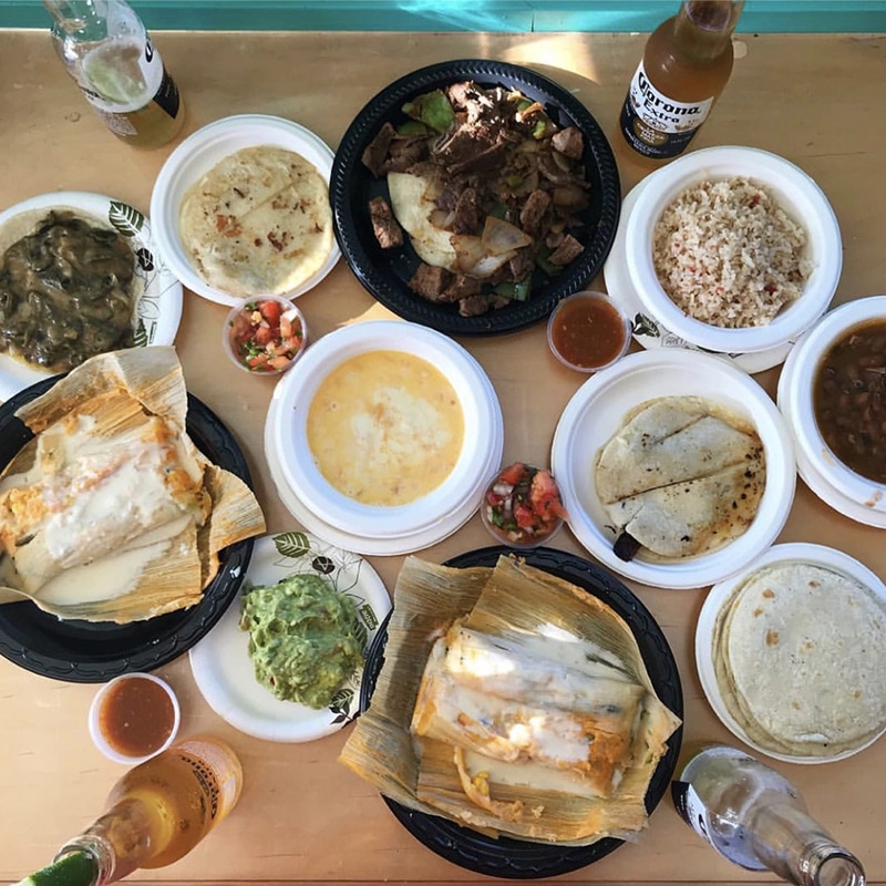 a bunch of food sitting on a table